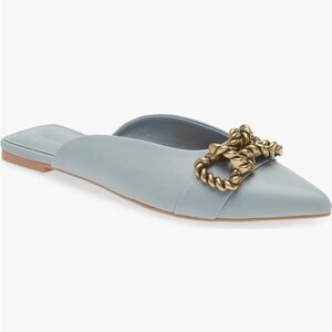 Open Edit Kyla Flat Mule Blue Grey Size 8